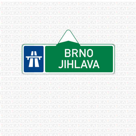 Směrová tabule pro příjezd k dálnici (s dvěma cíli)