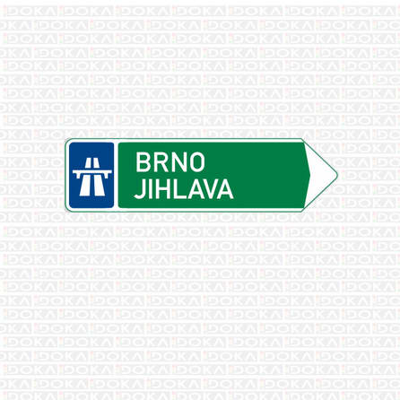 Směrová tabule pro příjezd k dálnici (s dvěma cíli)