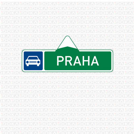 Směrová tabule pro příjezd k silnici pro motorová vozidla (s jedním cílem)