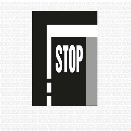 Příčná čára souvislá nápisem STOP